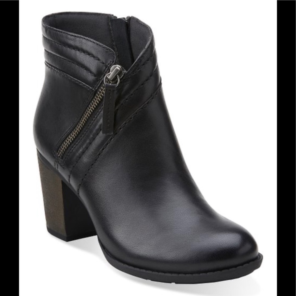 Clarks Enfield Ellen Black Leather Ankle Boots 10